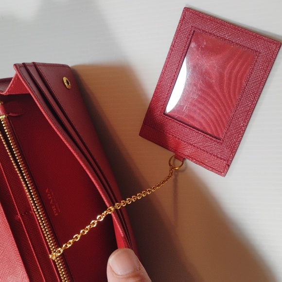 Prada Saffiano Leather Metal Bar Flap Continental Wallet W/Cardholder - Picture 9 of 13